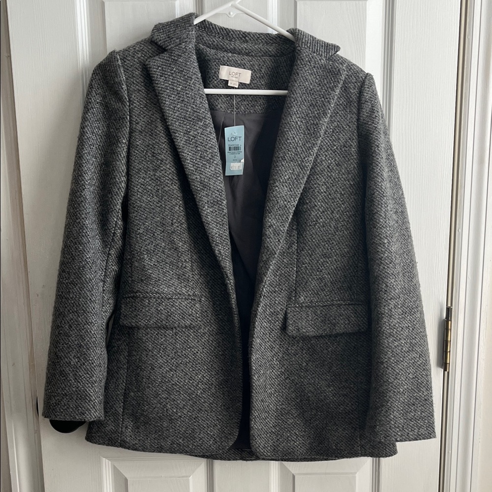 LOFT Charcoal Knit Petite Blazer Jacket